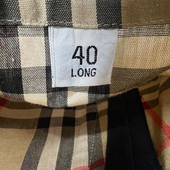 Vintage Burberrys Of London Trench Coat Size 40 Long Navy Blue Belted Pockets - Picture 11 of 16